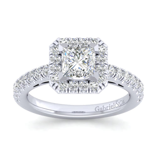 14K White Gold Princess Halo Diamond Engagement Ring 14K White Gold Princess Halo Diamond Engagement Ring
