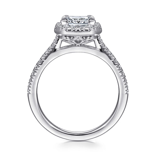 14K White Gold Princess Halo Diamond Engagement Ring