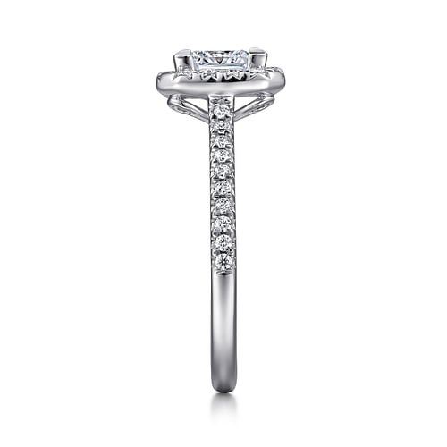 14K White Gold Princess Halo Diamond Engagement Ring