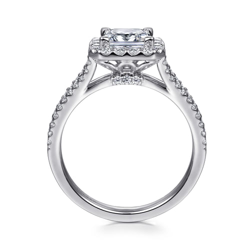 14K White Gold Princess Halo Diamond Engagement Ring