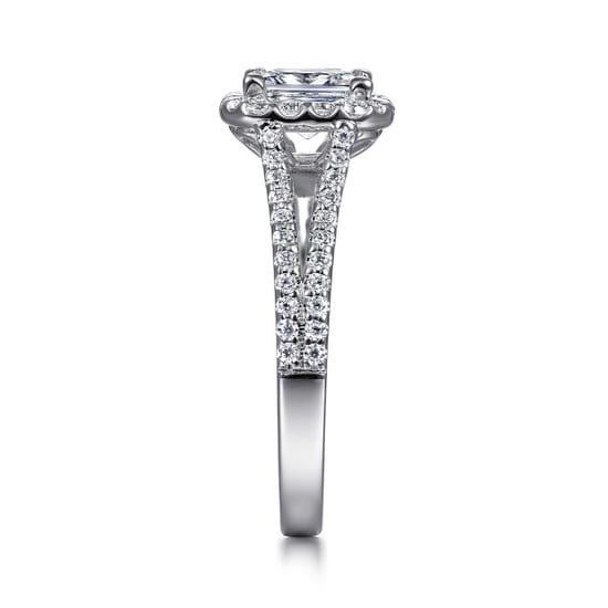 14K White Gold Princess Halo Diamond Engagement Ring angle 5
