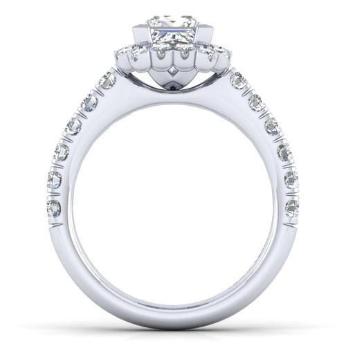 14K White Gold Princess Halo Diamond Engagement Ring