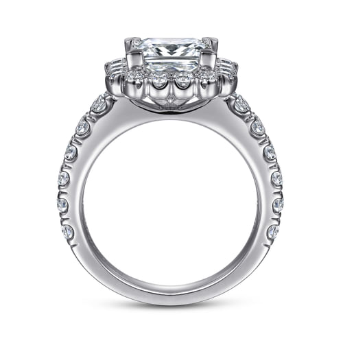 14K White Gold Princess Halo Diamond Engagement Ring