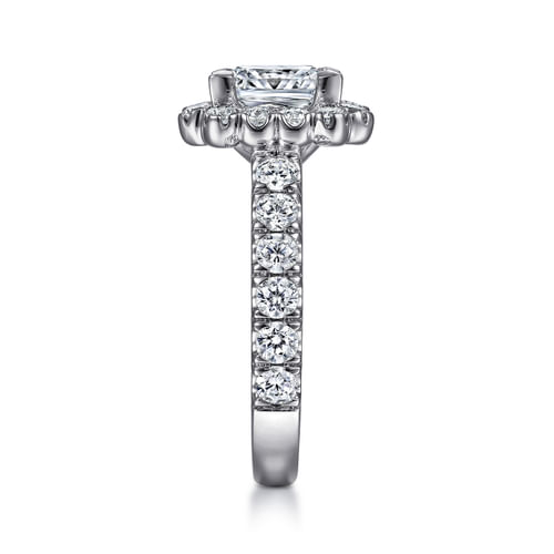 14K White Gold Princess Halo Diamond Engagement Ring