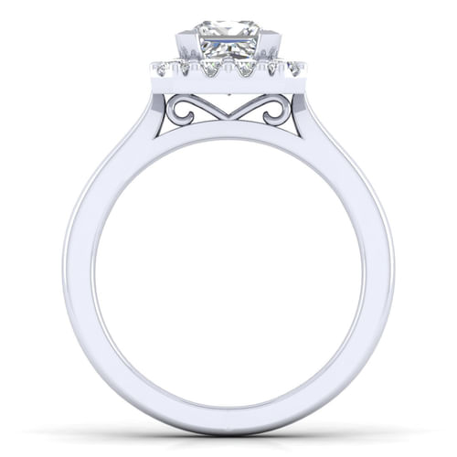 14K White Gold Princess Halo Diamond Engagement Ring