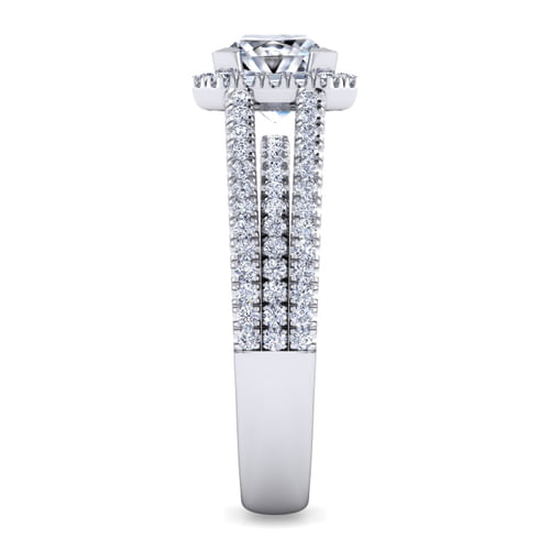 14K White Gold Princess Halo Diamond Engagement Ring