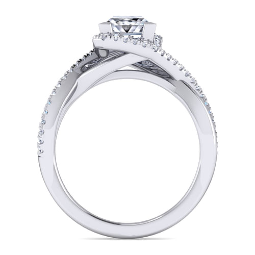 14K White Gold Princess Halo Diamond Engagement Ring