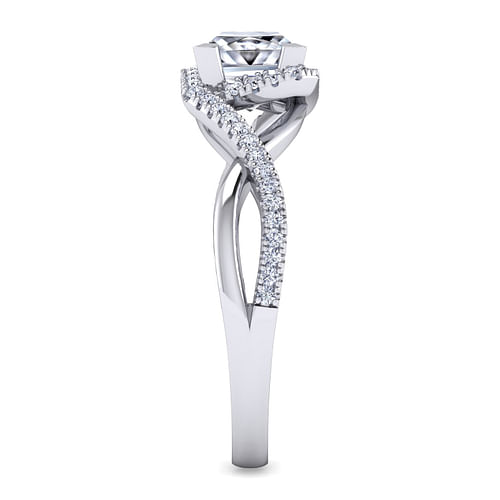 14K White Gold Princess Halo Diamond Engagement Ring