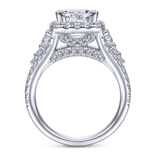 14K White Gold Princess Halo Diamond Engagement Ring