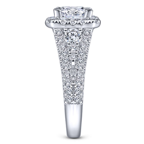 14K White Gold Princess Halo Diamond Engagement Ring