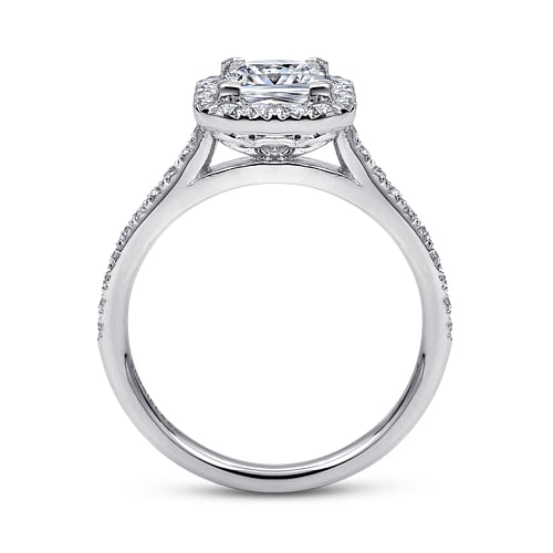 14K White Gold Princess Halo Diamond Engagement Ring