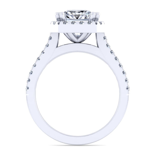 14K White Gold Princess Halo Diamond Engagement Ring