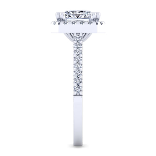 14K White Gold Princess Halo Diamond Engagement Ring