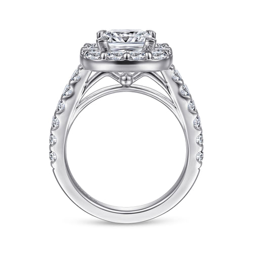 14K White Gold Princess Halo Diamond Engagement Ring
