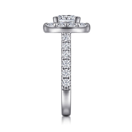 14K White Gold Princess Halo Diamond Engagement Ring