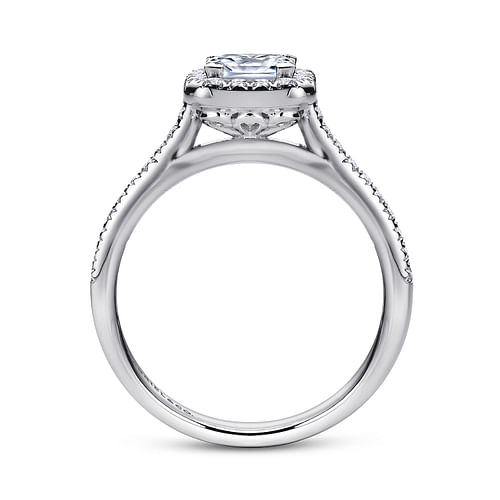 14K White Gold Princess Halo Diamond Engagement Ring