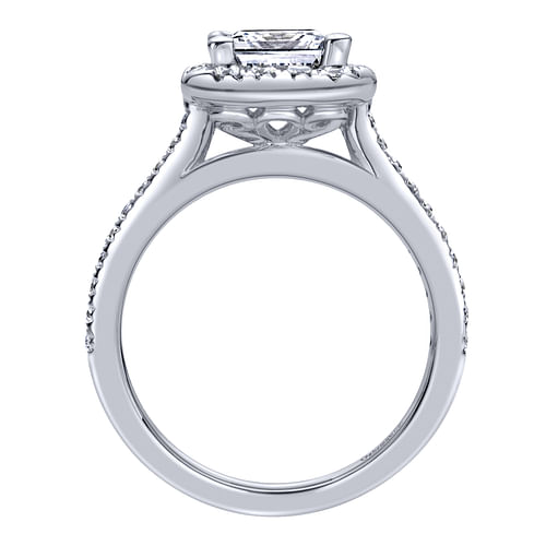 14K White Gold Princess Halo Diamond Engagement Ring