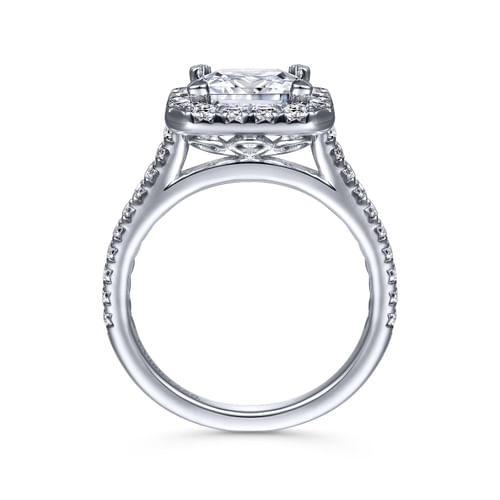 14K White Gold Princess Halo Diamond Engagement Ring