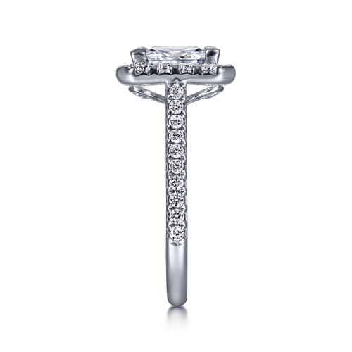 14K White Gold Princess Halo Diamond Engagement Ring