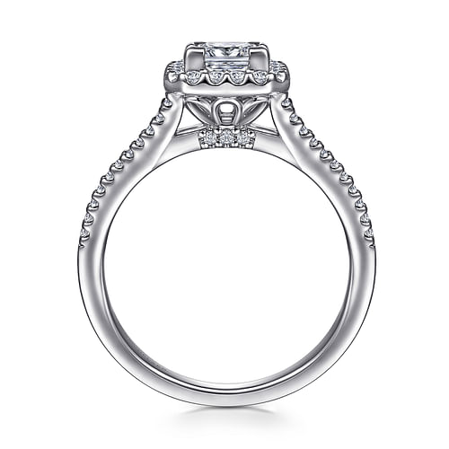 14K White Gold Princess Halo Diamond Engagement Ring