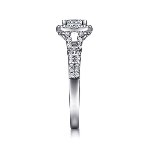 14K White Gold Princess Halo Diamond Engagement Ring