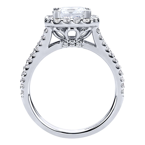 14K White Gold Princess Halo Diamond Engagement Ring