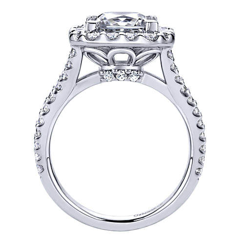 14K White Gold Princess Halo Diamond Engagement Ring