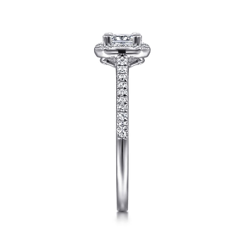 14K White Gold Princess Halo Diamond Engagement Ring