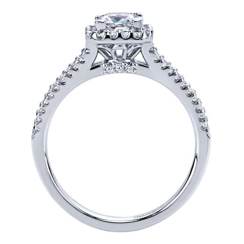 14K White Gold Princess Halo Diamond Engagement Ring