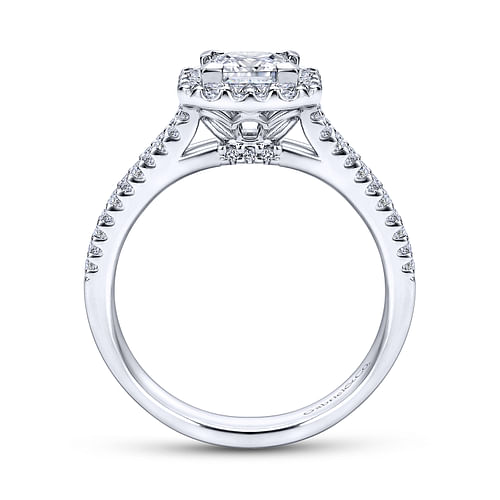 14K White Gold Princess Halo Diamond Engagement Ring