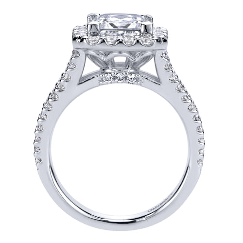 14K White Gold Princess Halo Diamond Engagement Ring