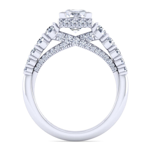 14K White Gold Princess Hidden Halo Diamond Engagement Ring 14K White Gold Princess Hidden Halo Diamond Engagement Ring