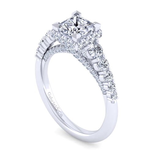 14K White Gold Princess Hidden Halo Diamond Engagement Ring 14K White Gold Princess Hidden Halo Diamond Engagement Ring