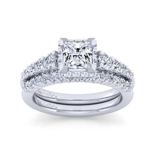 14K White Gold Princess Hidden Halo Diamond Engagement Ring 14K White Gold Princess Hidden Halo Diamond Engagement Ring