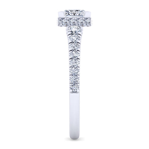 14K White Gold Princess Hidden Halo Diamond Engagement Ring