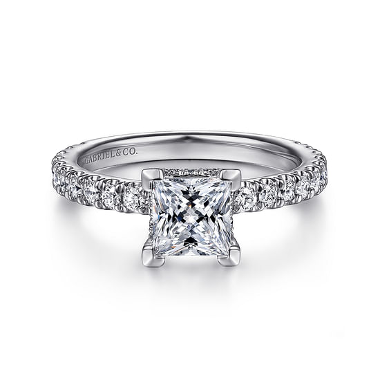 Gabriel - 14K White Gold Princess Hidden Halo Diamond Engagement Ring