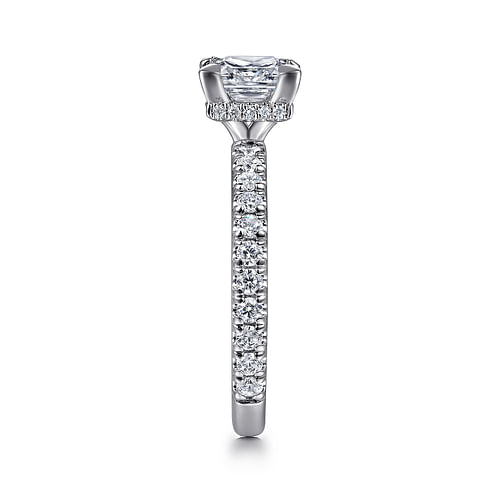 14K White Gold Princess Hidden Halo Diamond Engagement Ring