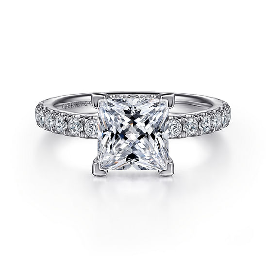 Gabriel - 14K White Gold Princess Hidden Halo Diamond Engagement Ring