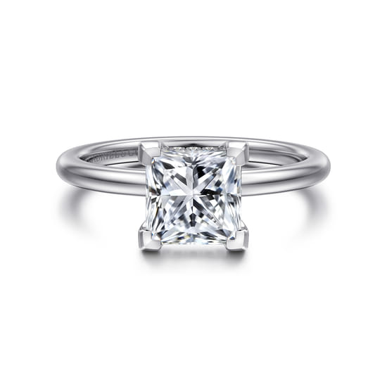 Gabriel - 14K White Gold Princess Hidden Halo Diamond Engagement Ring
