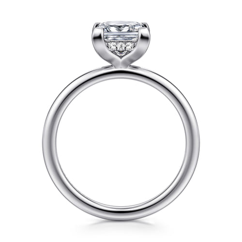 14K White Gold Princess Hidden Halo Diamond Engagement Ring