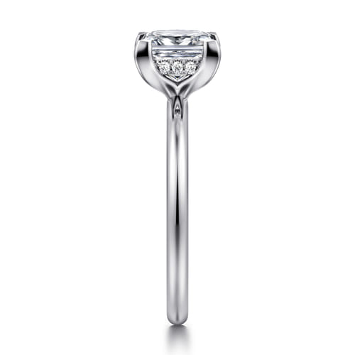 14K White Gold Princess Hidden Halo Diamond Engagement Ring