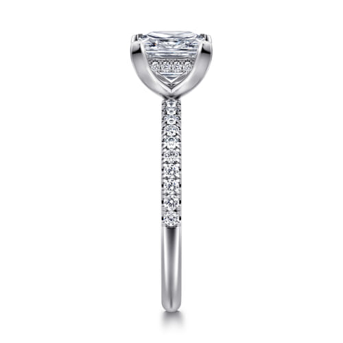 14K White Gold Princess Hidden Halo Diamond Engagement Ring