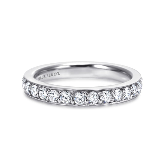 Gabriel - 14K White Gold Prong Channel Set Diamond Wedding Band