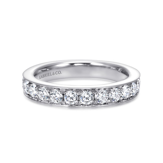 Gabriel - 14K White Gold Prong Channel Set Diamond Wedding Band