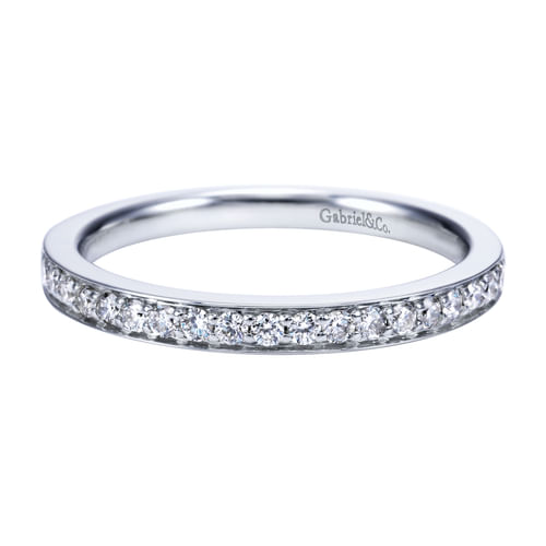 14K White Gold Prong Channel Set Diamond Wedding Band
