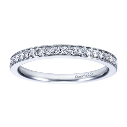 14K White Gold Prong Channel Set Diamond Wedding Band