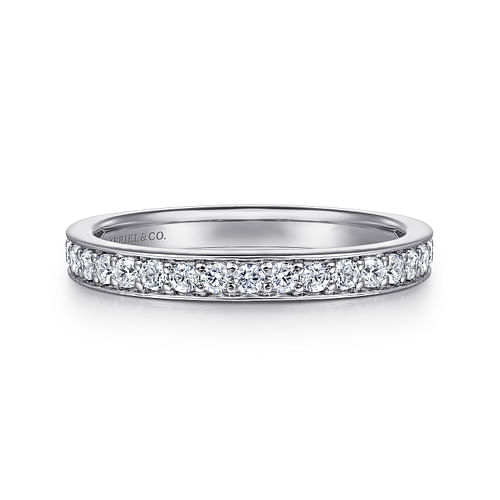 14K White Gold Prong Channel Set Diamond Wedding Band