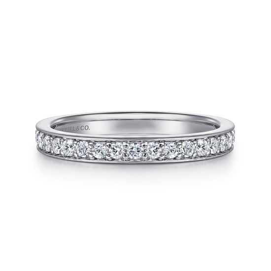 Gabriel - 14K White Gold Prong Channel Set Diamond Wedding Band