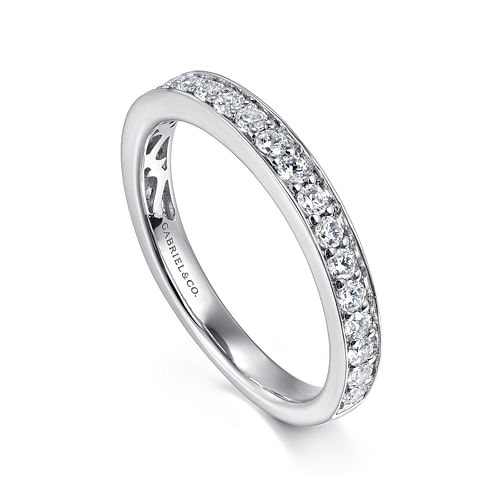 14K White Gold Prong Channel Set Diamond Wedding Band