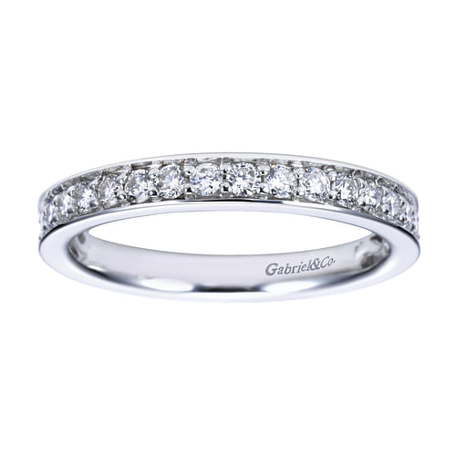 14K White Gold Prong Channel Set Diamond Wedding Band